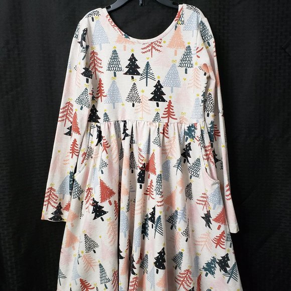 Hanna Andersson Christmas Tree Dress 10 140 Celebration Skater Aspen Holiday